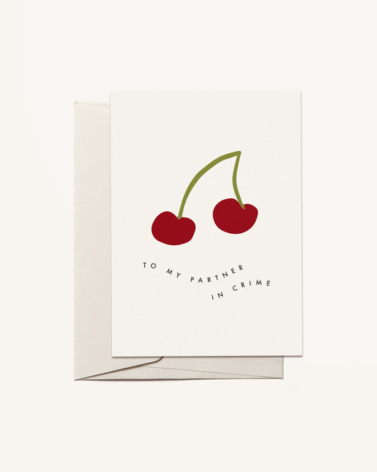 Black Cherry Illustration Greeting Card by Freckled Fuchsia